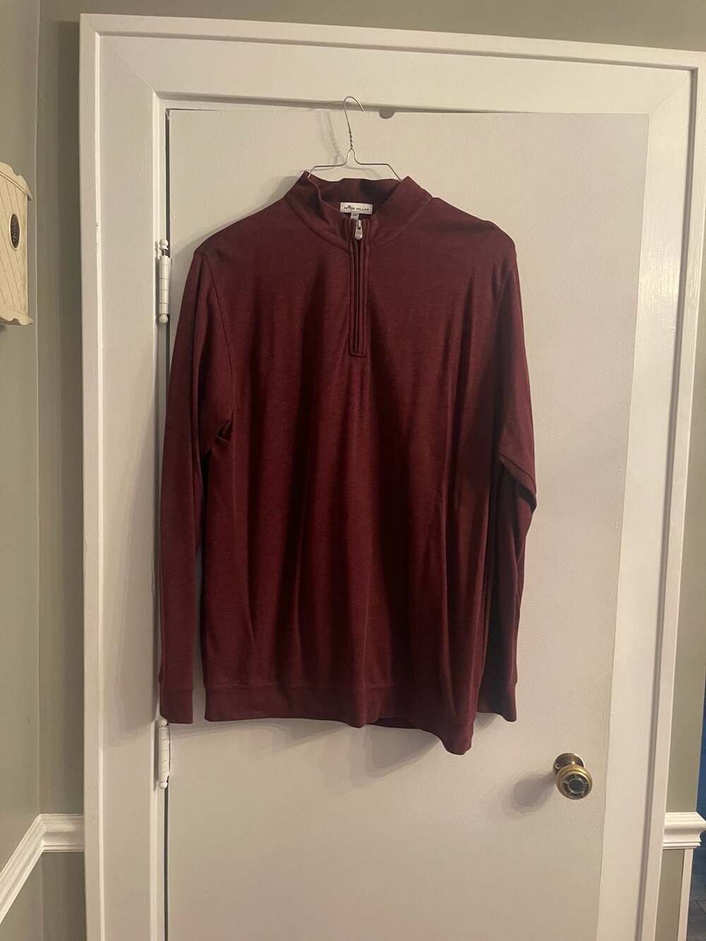 Peter Millar Men's Performance Quarter-Zip Pullover Sweater Burgundy XXL